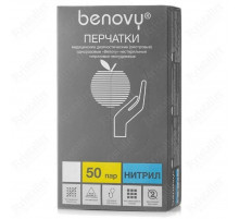 Benovy Перчатки нитриловые смотровые нестерильные, голубой, XL, 100 шт.