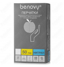 Benovy Перчатки нитриловые смотровые нестерильные, голубой, XL, 100 шт.