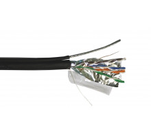 Кабель FTP, 4 пары, Кат. 5e, внешний, с тросом, черный, 305м в кат., TopLAN TOP-5EFTP4PR-OUT-TR