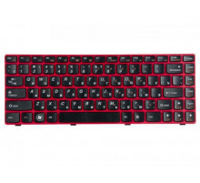Клавиатура для ноутбука Lenovo IdeaPad Z380, Z480, Z485, G480 черная, рамка красная