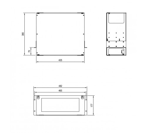 FO-19BX-4U-F2-12xSLT-W120H32-EMP Патч-панель 19” универсальная, пустой корпус, 4U, фиксированная рама вертикальная, 12 вертикальных слотов, вмещает 12