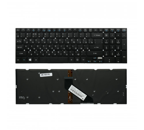 Клавиатура для ноутбука Acer Aspire V3, V3-551, V3-771, 5830T, 5755G Series. Г-образный Enter. Черная, без рамки. С подсветкой. PN: MP-10K33SU-698.