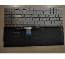 Клавиатура для ноутбука Asus VivoBook X521FA, X521FL, серебряная, без рамки, с подсветкой