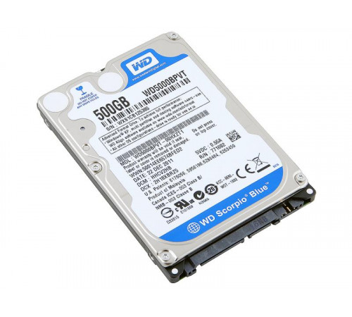 Жесткий диск HDD, 2.5", 500 Гб, SATA II, Western Digital, WD Blue, 8 Мб, 5400 rpm