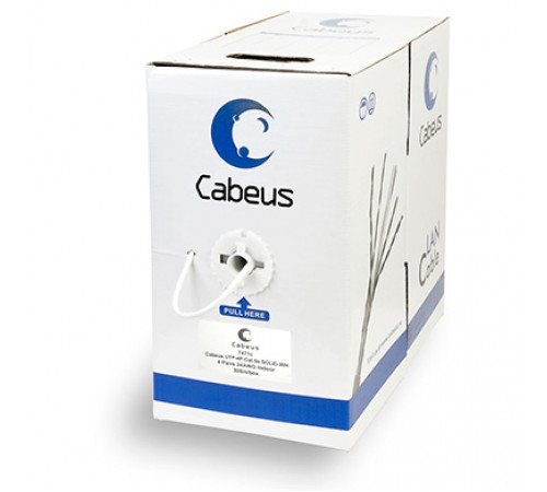 Cabeus UTP-4P-Cat.5e-SOLID-WH Кабель витая пара UTP (U/UTP), категория 5e, 4 пары 0,51мм (24 AWG), одножильный, белый (305 м)