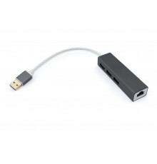 Адаптер USB Type-A на USB 3.0*3 + RJ45 серый