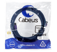 Cabeus PC-SSTP-RJ45-Cat.8-3m-LSZH Патч-корд S/FTP, категория 8 (40G, 2000 MHz), 2xRJ45/8p8c, экранированный, синий, LSZH, 3 м