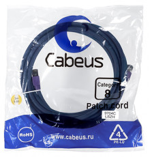 Cabeus PC-SSTP-RJ45-Cat.8-3m-LSZH Патч-корд S/FTP, категория 8 (40G, 2000 MHz), 2xRJ45/8p8c, экранированный, синий, LSZH, 3 м