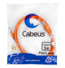 Cabeus PC-UTP-RJ45-Cat.5e-1.5m-OR Патч-корд U/UTP, категория 5е, 2xRJ45/8p8c, неэкранированный, оранжевый, PVC, 1.5м