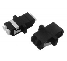 FA-P11Z-DLC/DLC-N/WH-BK Оптический проходной адаптер LC-LC, SM, duplex, корпус пластиковый, черный, белые колпачки Hyperline