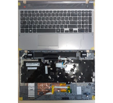 Клавиатура для ноутбука Samsung NP500P5C, NP550P5C черная, верхняя панель в сборе