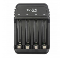 Зарядное устройство TopON для 1-4 аккумуляторов типа AA/AAA Ni-MH и Ni-Cd, LED индикатор, MicroUSB 5V, черное TOP-CH500