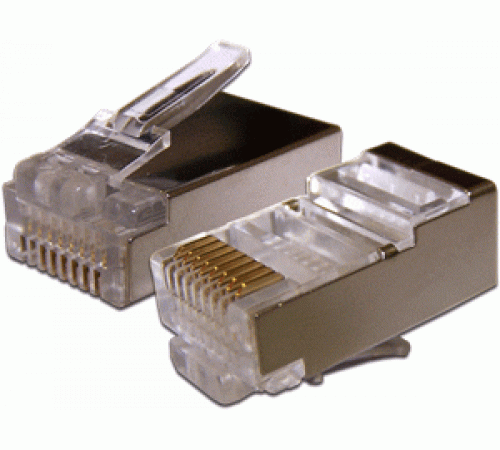 Коннектор RJ-45 8P8C FTP Кат. 6 TWT, экранированный, универсальный, 100 шт. в упак. TWT-PL45/S-8P8C-6