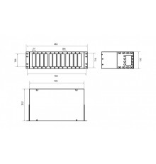 FO-19R-3U-12xSLT-W140H42-96UN-BK Бокс оптический универсальный 19';, от 8 до 96 портов (SC, duplex LC, ST, FC), со сплайс пластиной, без пигтейлов и п