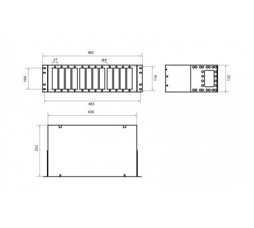 FO-19R-3U-12xSLT-W140H42-96UN-BK Бокс оптический универсальный 19';, от 8 до 96 портов (SC, duplex LC, ST, FC), со сплайс пластиной, без пигтейлов и п