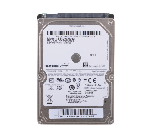 Жесткий диск HDD, 2.5", 500 Гб, SATA II, Samsung, 16 Мб, 5400 rpm, ST500LT012