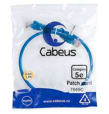 Cabeus PC-UTP-RJ45-Cat.5e-0.5m-BL Патч-корд U/UTP, категория 5е, 2xRJ45/8p8c, неэкранированный, синий, PVC, 0.5м