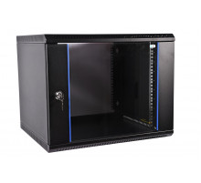 Шкаф телекоммуникационный настенный ЦМО ШРН-Э, 19", 9U, 480х600х650 мм (ВхШхГ), дверь: стекло, разборный, цвет: черный ШРН-Э-9.650-9005