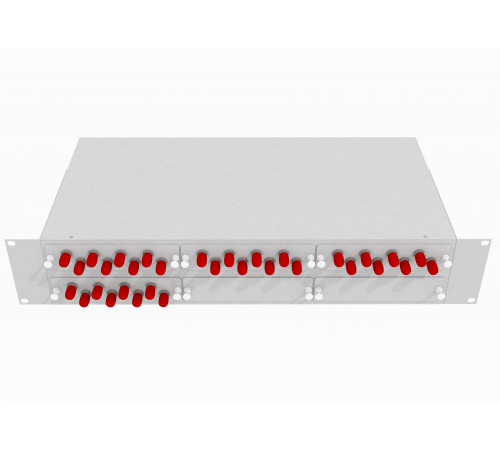 Кросс оптический стоечный 19", 32 ST/UPC адаптера, одномодовый, 2U, серый, укомплектованный, TopLAN