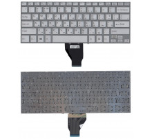 Клавиатура для ноутбука Sony Vaio SVF14, SVF14A серебряная, без рамки