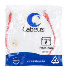 Cabeus PC-UTP-RJ45-Cat.6-0.5m-RD Патч-корд U/UTP, категория 6, 2xRJ45/8p8c, неэкранированный, красный, PVC, 0.5м