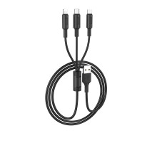 Кабель USB HOCO X25 Soarer 3 в 1 для Lightning, Micro USB, Type-C, 2А, 1м, черный