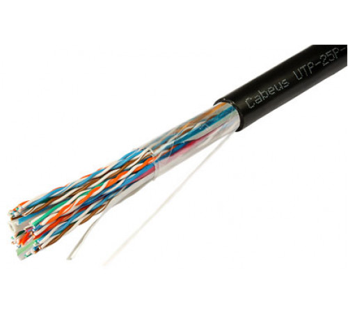 Cabeus UTP-25P-Cat.5-OUT Кабель витая пара UTP (U/UTP), категория 5, 25 пар (24 AWG), одножильный (solid), для внешней прокладки, UV PE