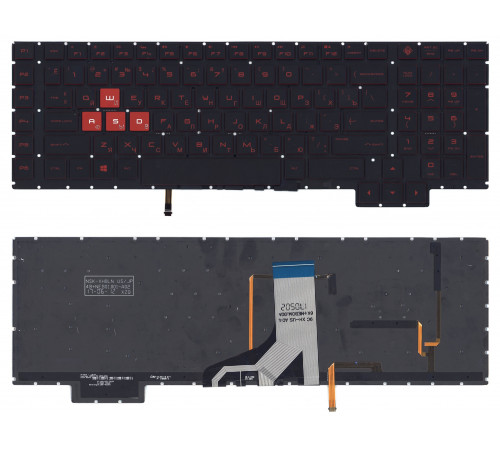 Клавиатура для ноутбука HP Omen 17-AN000, 17-AN001CA, 17-AN008CA, 17-AN010CA, 17-AN020CA, 17-AN030CA  черная, кнопки красные, с подсветкой