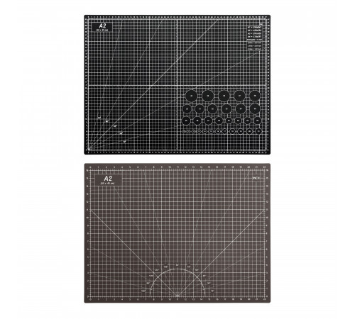 Коврик для макетирования и резки 45x60см A2 двусторонний с разметкой. ПВХ с самовосстанавливающимся покрытием. Цвет черный