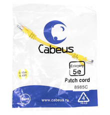 Cabeus PC-UTP-RJ45-Cat.5e-0.15m-YL Патч-корд U/UTP, категория 5е, 2xRJ45/8p8c, неэкранированный, желтый, PVC, 0.15м