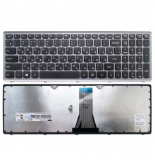 Клавиатура для ноутбука Lenovo IdeaPad Flex 15, G500S, G505S, S500, S510, Z510 черная, рамка серебряная