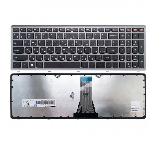 Клавиатура для ноутбука Lenovo IdeaPad Flex 15, G500S, G505S, S500, S510, Z510 черная, рамка серебряная