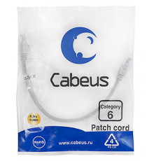 Cabeus PC-UTP-RJ45-Cat.6-0.3m Патч-корд U/UTP, категория 6, 2xRJ45/8p8c, неэкранированный, серый, PVC, 0.3м