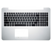 Клавиатура для ноутбука Asus X555SJ черная, верхняя панель в сборе (белая)