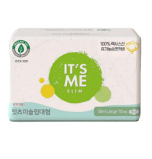 IT'S ME Прокладки женские гигиенические с крылышками / Slim Organic Cotton Pads Large, 280 мм, 4 капли, 10 шт.