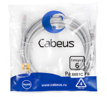 Cabeus PC-UTP-RJ45-Cat.6-5m-LSZH Патч-корд U/UTP, категория 6, 2xRJ45/8p8c, неэкранированный, серый, LSZH, 5м