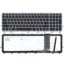 Клавиатура для ноутбука HP ENVY 15-j000, 17-j000 черная, рамка серебряная, с подсветкой