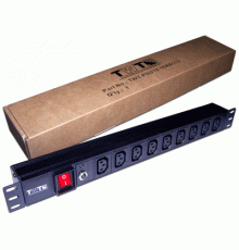 Блок розеток 19" 9 шт. C13, 10A 250V, без шнура питания TWT-PDU19-10A9C3