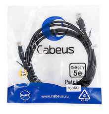 Cabeus PC-UTP-RJ45-Cat.5e-3m-BK-LSZH Патч-корд U/UTP, категория 5е, 2xRJ45/8p8c, неэкранированный, черный, LSZH, 3м