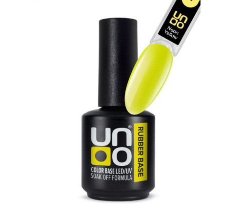 Uno Камуфлирующее базовое покрытие для гель-лака / Color Neon Rubber Base, Neon Yellow, 12 г