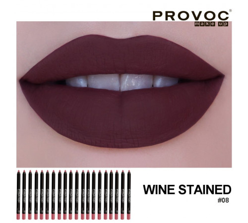 Provoc Полупермаментный гелевый карандаш для губ / 08 Wine Stained