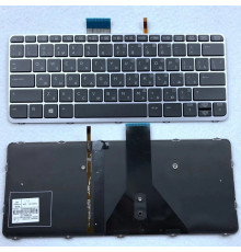 Клавиатура для ноутбука HP Folio 1011, 1012, 1020 G1 / Elitebook X2 черная, с рамкой, с подсветкой