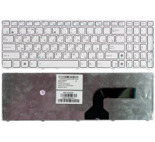 Клавиатура для ноутбука Asus K52, K53, G73, A52, G60 белая, с рамкой