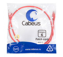 Cabeus PC-UTP-RJ45-Cat.6-1m-RD Патч-корд U/UTP, категория 6, 2xRJ45/8p8c, неэкранированный, красный, PVC, 1м