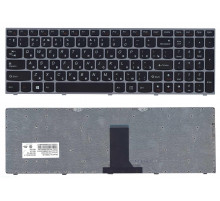 Клавиатура для ноутбука Lenovo IdeaPad B5400, M5400 черная, рамка серебряная