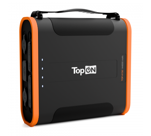 Внешний аккумулятор TopON TOP-X150 144000mAh Type-C PD 100W, USB QC3.0, 2 авторозетки 180W, SH50 Anderson 300W, фонарь, LiFePO4. Черный