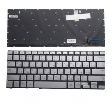 Клавиатура для ноутбука Samsung NP730U3E, NP740U3E, 740U3E-X02, 740U3E-S01 серебряная, без рамки, с подсветкой