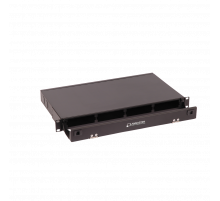 Бокс 19" на 4 кассеты MPO, 1U, черный LANMASTER LAN-FOBM-4MCS-1U