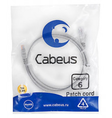 Cabeus PC-UTP-RJ45-Cat.6-1m Патч-корд U/UTP, категория 6, 2xRJ45/8p8c, неэкранированный, серый, PVC, 1м