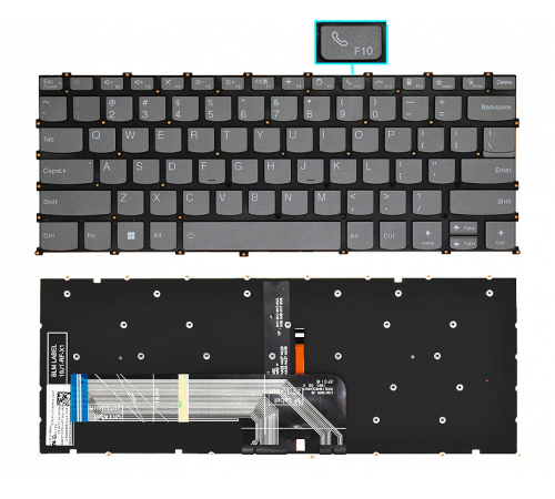 Клавиатура для ноутбука Lenovo Xiaoxin Air 14, 14-IIL,14-ARE, 14-ITL 2021г. чёрная, без рамки, с подсветкой